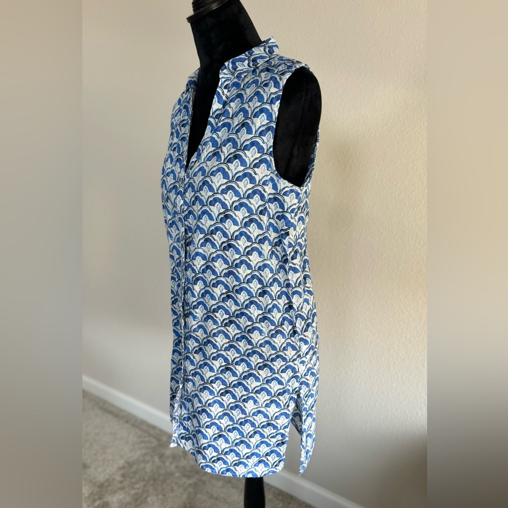 New! Sigrid Olsen Linen sleeveless Linen Tunic in Amalfi Blue size S, M